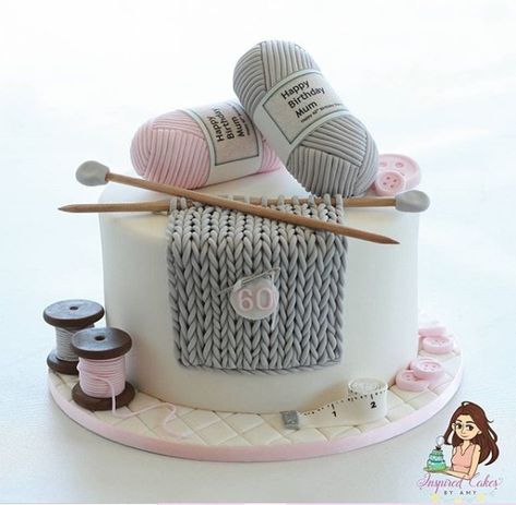 Birthday Cake For Mum, Knitting Cake, Sewing Cake, Crochet Cake, 80 Birthday Cake, Fantasy Cake, 60th Birthday Cakes, Cake Shapes, Cakes For Women