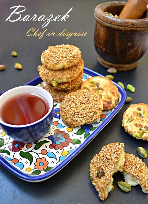 Honey pistachio sesame cookies “Barazek” – Chef in disguise Honey Pistachio, Lebanese Desserts, Sesame Cookies, Arabic Desserts, Arabic Dessert, حلويات عربية, Armenian Recipes, Honey Sesame, Arabic Sweets