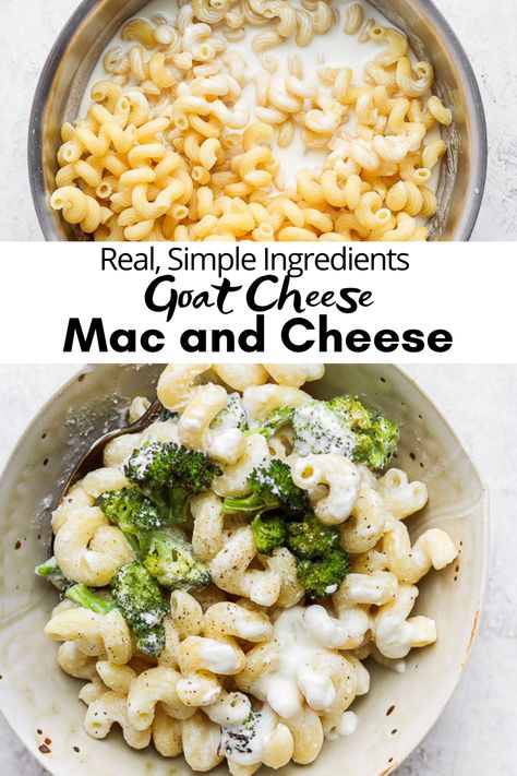 Goat Cheese Broccoli, Goat Cheese Mac And Cheese, Vegetarian Recipes With Goat Cheese, Goat Cheese Recipes Dinner, Cheese And Broccoli Pasta, Goat Cheese Pasta, Baked Goat Cheese, Favorite Pasta Recipes, Goat Cheese Recipes