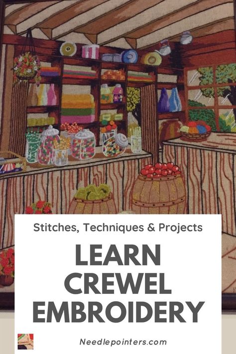 Crewel work has become increasingly popular, and on this page you will find links to various patterns of crewelwork, stitches used in crewel embroidery, crewel embroidery yarns, and the difference between crewel work and Jacobean crewel embroidery. Free Crewel Embroidery Patterns, Crewel Embroidery Tutorial Stitches, How To Crewel Embroidery, Crewel Embroidery Patterns Free, How To Do Crewel Embroidery, Jacobean Embroidery Patterns Free, Jacobean Crewel Embroidery, Crewel Embroidery Fabric By The Yard, Elsa Williams Crewel Embroidery Kits