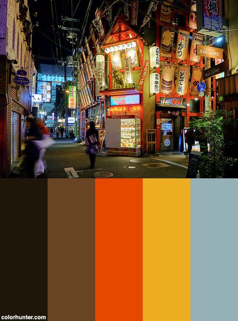 Osaka, Japan Color Scheme Japan Color Palette, Lmk Oc, Mars Project, Japanese Izakaya, Japan Images, Brand Colors Inspiration, Brand Identity Colors, Brand Colour Schemes, Purple Color Palettes