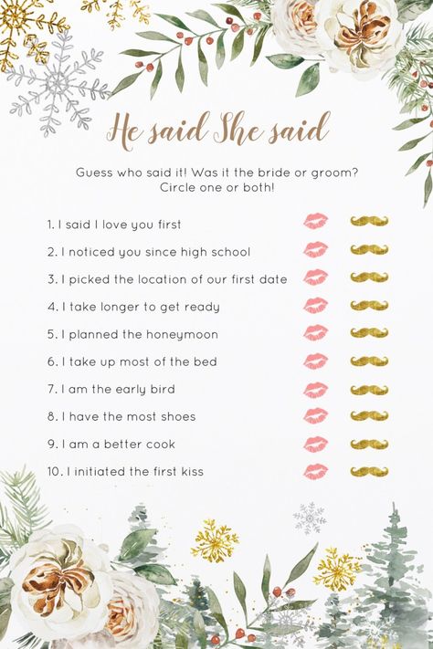 Bridal Shower Ideas Themed Winter, Winter Tea Party Bridal Shower Ideas, Christmas Bridal Shower Games, January Bridal Shower Ideas, Christmas Bridal Shower Ideas, Winter Bridal Shower Ideas, Winter Bridal Shower Themes, Winter Tea Party, Shower Options