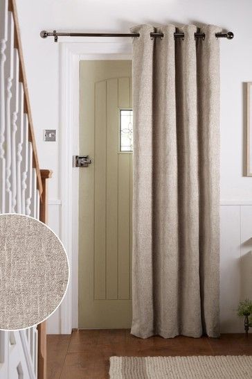 Curtains Over Front Door, Door Curtain Pole, Amazon Curtains, Aesthetic Curtains, Front Door Curtains, Apartment Curtains, Hall Stairs And Landing, Chenille Curtains, Beige Curtains