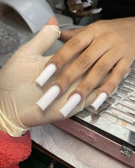 Long Squared Tapered Nails, Medium Long White Acrylic Nails, Extra Long White Acrylic Nails, Long Tapered Square Nails White, Y2k Nails Acrylic Long White, Nail Art Designs Short, Short Nails Ideas, Art Pretty, Long Square Nails