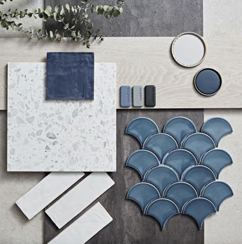 Coastal Style Color Palettes, Modern Coastal Kitchen Mood Board, Coastal Material Board, Modern Style Mood Board, Blue Bathroom Mood Board, Kitchen Mood Board Colour Palettes Blue, Coastal Kitchen Mood Board, Coastal Mood Board Interior Design, Coastal Mood Boards