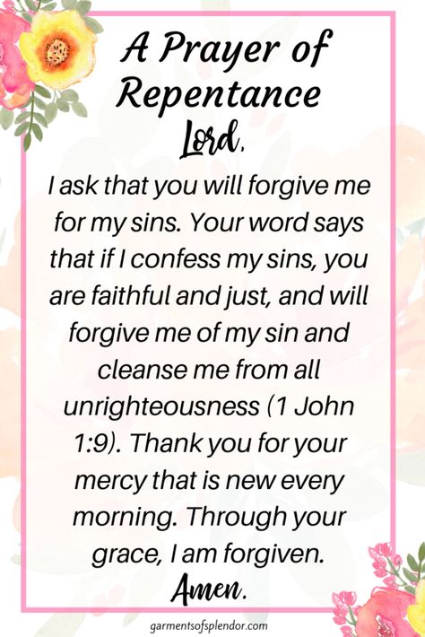 Prayer For Repentance Forgiveness, Prayer For Repentance, Prayer Repentance, Rosary Garden, Repentance Prayer, Take Every Thought Captive, Prayer For Forgiveness, Healing Prayers, Prayer For Health