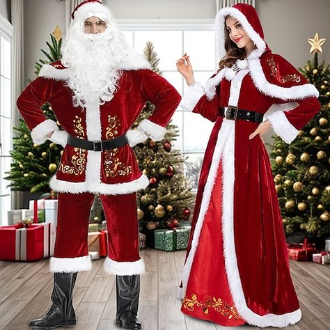 Mr And Mrs Clause Costume, Mrs Clause Costume, Santa Claus Clothes, Mrs Claus Outfit, Couples Fancy Dress, Christmas Masquerade, Christmas Costumes Women, Costume Family, Christmas Party Costume