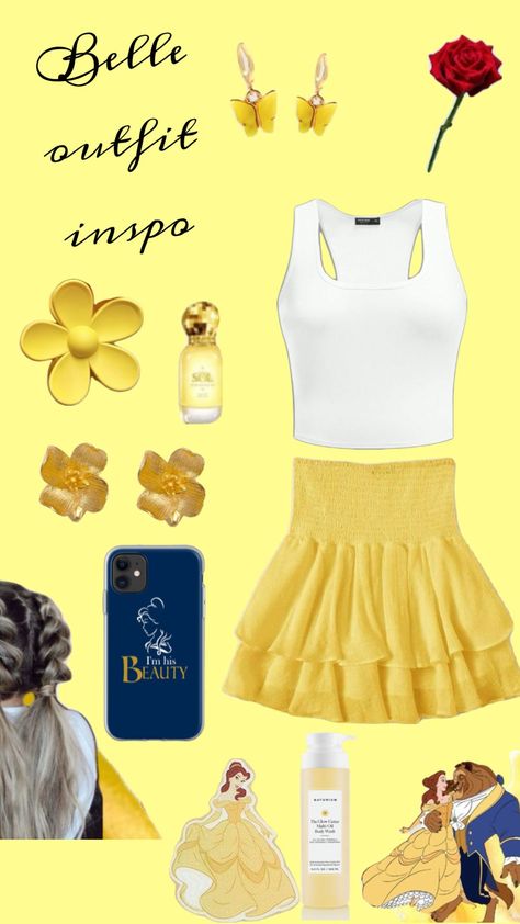 #belle#princess#outfitinspo #beauty #movies #slayyyy#preppy#costume#yellow Preppy Costume, Belle Outfit, Belle Princess, Disney Outfit, Disney Outfits, Disney, Yellow, Outfit Inspo, Beauty