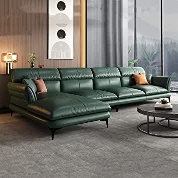 Leather Corner Sofa Living Room, Seating Corner, Mcm Sofa, L Shaped Sofa Designs, Leather Sofa Living, Green Leather Sofa, Leather Sofa Couch, Sectional Sofas Living Room, Modern Leather Sofa