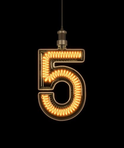 5 Number Design Fonts, Neon Number, New Year Post, Blue Neon Lights, Milk Packaging, Visual Metaphor, Bottle Stand, Light Letters, Alphabet Design