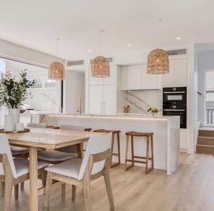 Kitchen With Black Appliances, Painted White Cabinets, Fusion Kitchen, Leather Sling Chair, Coastal Kitchens, Fixer Upper Kitchen, Dream Home Kitchen, Artisan Lighting, White Kitchen Ideas