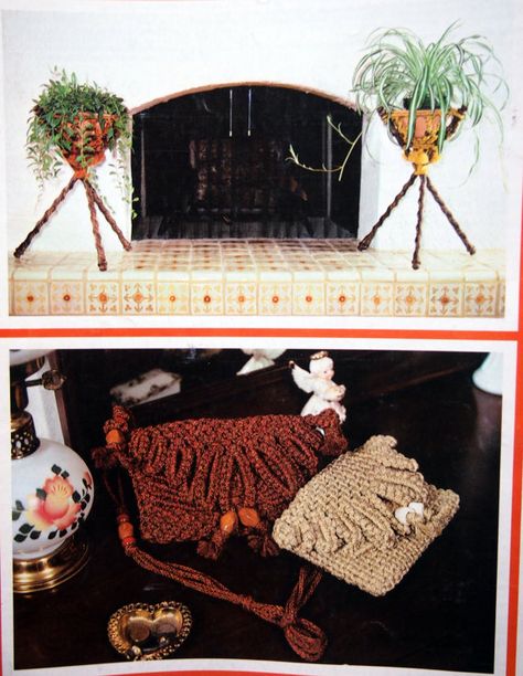 Macra-Medley By Geraldine Jackson And Lee Originals by NeedANeedle Snowball Plant, Vintage Macrame Patterns, Macrame Home, Frog Sitting, Macrame Purse, Pot Plant, Plant Hangers, Macrame Projects, Vintage Purse