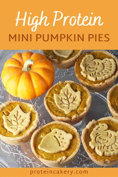 Mini Pumpkin Pies (High Protein) Easy Protein Snacks, Protein Snacks Recipes, Gluten Free High Protein, Shake Ideas, Protein Dessert Recipes, High Protein Recipe, Easy Protein Meals, Protein Vegetarian, Pumpkin Protein