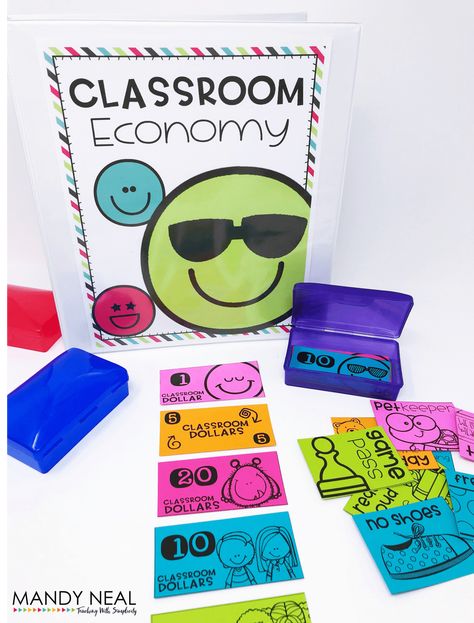 A Classroom Economy Made Simple - Mandy Neal Classroom Money, Class Economy, Classroom Management System, Classroom Economy, Teaching Classroom Management, Token Economy, Classroom Management Plan, First Grade Lessons, Teaching Third Grade