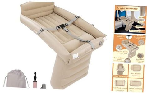 30 Days Return Policy Fast Delivery Trusted seller Toddler Travel Bed, Inflatable Airplane Bed for Kids with Side Rails, Pump, Safety Belt, Repair Kit & Carry Bag, Family Travel Essentials for Airplane, Train, Bus, Car Product Description ★ ??????????? & ???? ???????? – The surface of our inflatable travel bed is made of flocking material, which is soft, comfortable and breathable, provides a cozy sleep for your baby, and the thickened PVC back is wear-resistant and dust-proof for long-lasting use ★ ?????? ???????? – The airplane travel bed features a 3-point safety belt and side rails to prevent accidental falls, and the adjustable backrest offers additional protection for your baby's head. With the side rails and backrest fully enclosed, you get a comfortable cradle for your kid to rest Airplane Bed, Toddler Travel Bed, Bed For Kids, Travel Bed, Cozy Sleep, Inflatable Mattress, Toddler Travel, Airplane Travel, Safety Belt