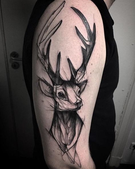 45 Inspiring Deer Tattoo Designs | Cuded Mens Side Tattoos, Deer Skull Tattoos, Deer Tattoo Designs, Stag Tattoo, Vogel Tattoo, Tier Tattoo, Flower Thigh Tattoos, Flower Tattoo Back, Deer Tattoo