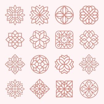 Motif Arabesque, Logo Flower, Desain Buklet, Geometric Drawing, Pola Sulam, Flower Vintage, Ornament Frame, Mandala Design Art, Minimalist Logo Design