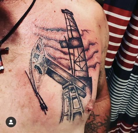 Oil Rig Tattoo, Oilfield Tattoos, Oilfield Trash, Geometric Tattoo, Cool Tattoos, Tattoos For Women, Tatting, Tattoo Designs, Tattoos