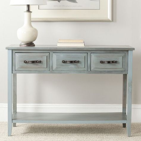 Safavieh Aiden Console Table, Light Blue Blue Console Table, Grey Console Table, Rustic Console Tables, Casual Decor, Retro Interior, Sofa End Tables, Rustic Contemporary, Wood Console Table, Wood Console