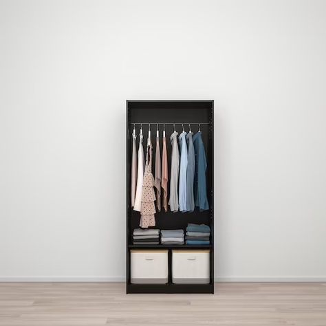 RAKKESTAD Wardrobe with 2 doors, black-brown, 311/8x691/4" - IKEA Rakkestad Ikea, Ikea Wardrobe Storage, Brimnes Wardrobe, Narrow Wardrobe, Armoire Ikea, Standing Closet, Free Standing Wardrobe, Ikea Wardrobe, Living Room Tv Cabinet