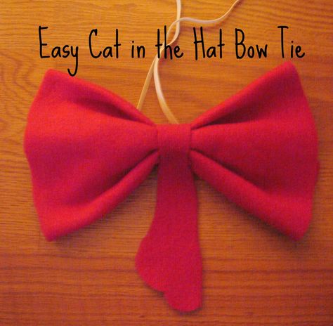 StoicTia // Cat in the hat bow tie DIY Cat And Hat Costume Diy, Diy Cat And The Hat Costume, Diy Cat In The Hat Hat, Diy Dr Seuss Costumes, Dr Seuss Diy Costumes, Dr. Seuss Costumes, Bow Tie Diy, Seuss Costumes, Dr Seuss Costumes