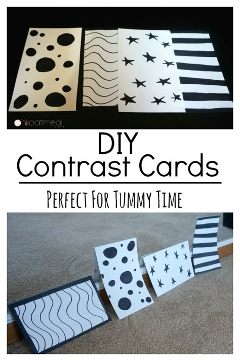 DIY Contrast Cards - Pink Oatmeal Tummy Time Ideas, Newborn Activities, Baby Play Ideas, Pinterest Baby, Baby Tummy Time, Pediatric Physical Therapy, Baby Boy Cards, Baby Toys Diy, Baby Boy Toys