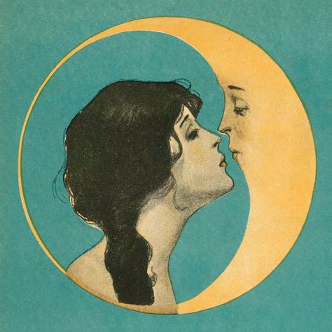 William & Frederick Starmer ~ Dear Old Dixie Moon Soyut Sanat Tabloları, Shiva Shakti, Arte Inspo, Arte Sketchbook, Art And Illustration, Moon Art, Vintage Illustration, The Moon, Art Inspo