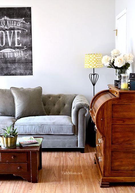 Grey tufted headboard