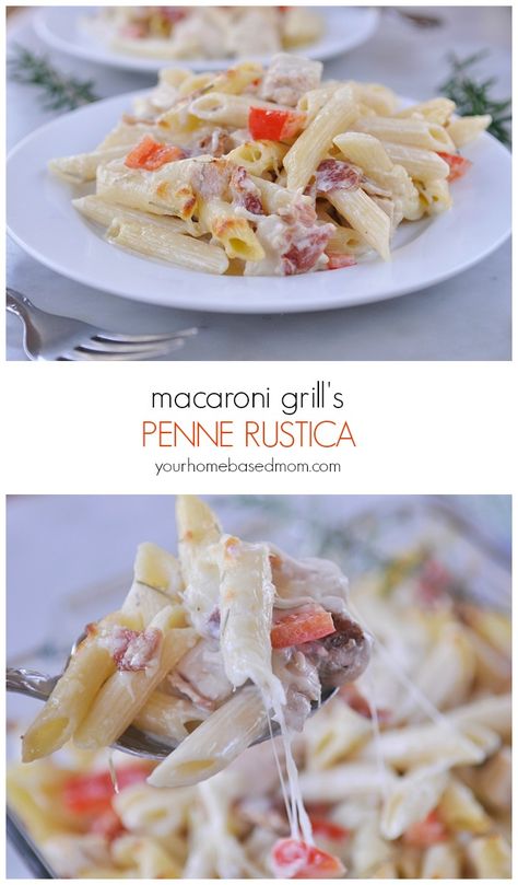 Penne Rustica Recipe, Pasta Rustica, Penne Rustica, Macaroni Grill, Almond Bars, Food At Home, Family Dinner Recipes, Family Meal, Lunch Snacks