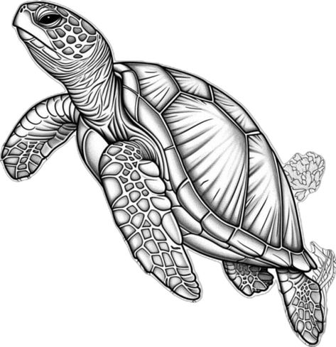 Turtle Reference, Sea Tattoo Sleeve, Ocean Creatures Art, Turtle Sketch, Sea Turtle Artwork, Turtle Tattoo Designs, Turtle Coloring Pages, Family Tattoo Designs, Sea Tattoo