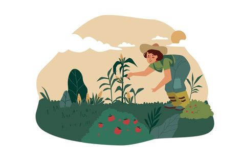 Organic farming concept illustration | Free Vector #Freepik #freevector #badges #eco #energy #recycle Organic Farming Illustration, Gardening Tools Illustration, Agriculture Illustration, Farming Illustration, Educational Illustration, Children's Illustration, Concept Illustration, Landscape Illustration, Logo Illustration