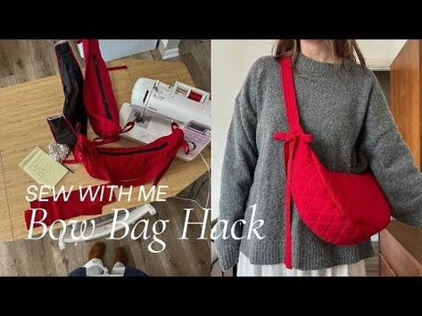 Quilted Bow Bag Hack | Sewing Tutorial | Crossbody Bag Pattern Crossbody Bag Diy, Unique Sewing Patterns, Cross Body Bag Pattern, Crossbody Bag Pattern, Sewing Projects Clothes, Cute Sewing Projects, Diy Vetement, Bag Pattern Free, Diy Clothes Design