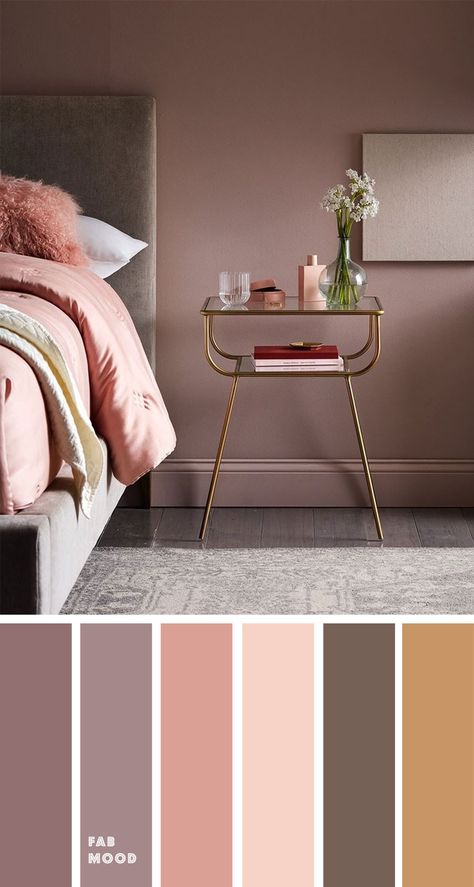 Earth Tone Colors For Bedroom { Mauve + blush + grey & gold accents } Bedroom Mauve, Mauve Bedroom, Colors For Bedroom, Lakaran Fesyen, Beautiful Bedroom Colors, Mauve Blush, Bedroom Colour Palette, Bedroom Wall Colors, Earth Tone Colors