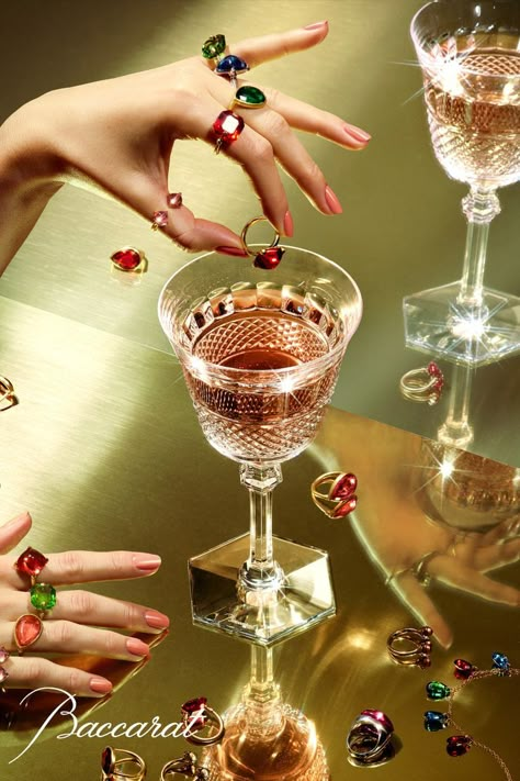 Indulge in your @baccarat. #Baccarat #Wine #WineGlass #Luxury #LuxuryLife #FrenchLuxury #WineTherapy Wine Aesthetic, Creative Jewelry Photography, Cocktail Photography, Wine Photography, Jewelry Photography Styling, Jewelry Editorial, Jewelry Photoshoot, Baccarat Crystal, Table Styling