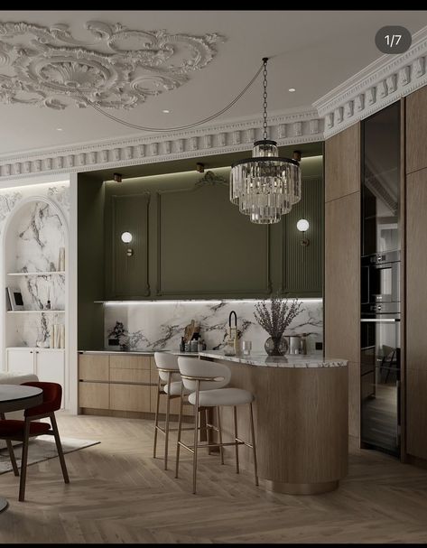 Parisian Interior Style, Parisian Interior, Neoclassical Interior, Dream Kitchens Design, House Design Kitchen, Kitchen Design Decor, Design Exterior, Apartment Inspiration, Classic Interior