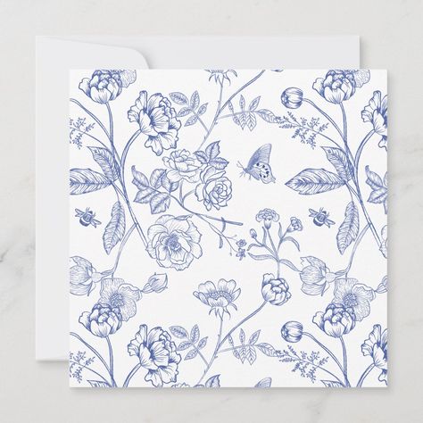 French Blue & White Victorian Floral Bridal Shower Invitation Blue Bridal Shower Invitations, Monogram Invitation, Crest Monogram, Something Blue Bridal, Bridal Brunch Invitations, Chinoiserie Blue, White Victorian, Blue Chinoiserie, Wedding Anniversary Invitations