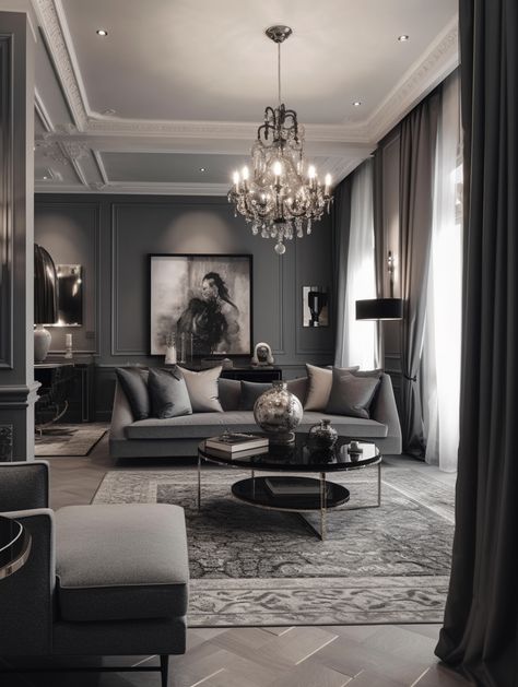 Dark Academia Living Room, Dark Living Room Ideas, Gothic Living Room, Living Room Decor Styles, Moody Living Room, Ad Inspiration, Black Living Room Decor, Sleek Decor, Dark Living Rooms