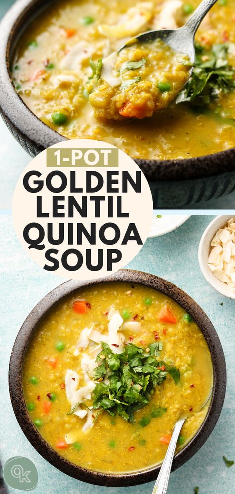 Quinoa Recipes Healthy Easy, Golden Lentil, Quinoa Soup Recipes, Lentil Quinoa, Golden Curry, Lentils And Quinoa, Quinoa Recipes Healthy, Quinoa Soup, Vegetarian Nutrition