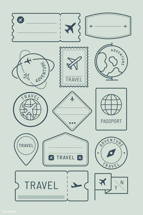 Travel Diaries Drawing, Travel Scrapbooking Pages, Travel Scrapbook Printables, Scrapbook Stickers Printable Travel, Travelling Drawing Ideas, Travel Journaling Ideas, Cute Travel Drawings, How To Make A Travel Journal, Travel Journal Pages Printable