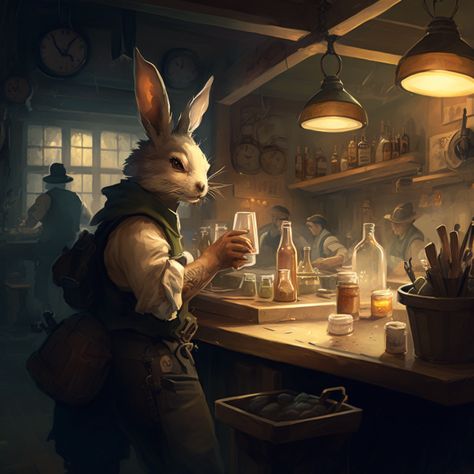 Rabbit Person Dnd, Harengon Dnd Art, Rabbit Anthro, Rabbit Folk, Rogue Dnd, Dnd Druid, Dnd Npc, Savage Worlds, Aesthetic Names