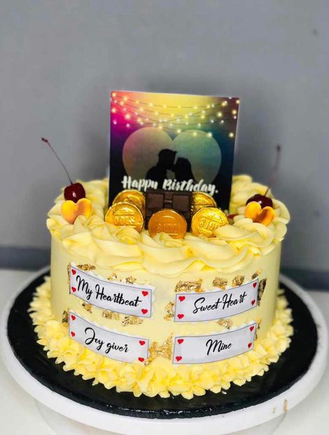 Birthday Plan Ideas, Cake Sticker, Happy Birthday Foil Balloons, Cakes Design, Cake For Husband, Cool Cake Designs, Simple Cake Designs, Simple Cake, Simple Birthday