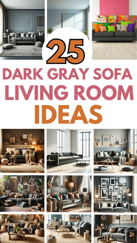 25 Dark Gray Sofa Living Room Ideas – The Crafty Hacks Charcoal Sofa Living Room, Dark Gray Sofa Living Room, Gray Sofa Living Room Ideas, Charcoal Grey Couch, Gray Sofa Living Room, Grey Leather Couch, Dark Grey Sofa Living Room, Dark Couch, Dark Grey Couch Living Room