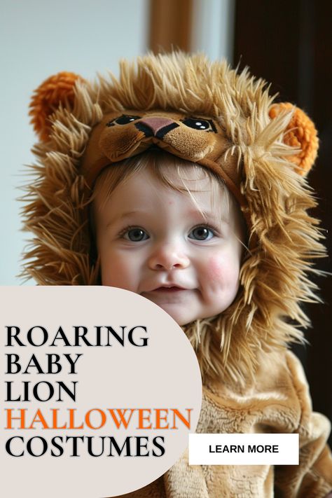 🦁 Roar into Halloween with these adorable DIY baby lion costumes! From fluffy manes to cute paws, these costumes are easy to make and budget-friendly. 🐾 Perfect for your baby's first Halloween, these lion costumes are both charming and fun. 🎃 Make your baby the king of the jungle with these delightful lion costume ideas! Newborn Lion Costume, Diy Baby Lion Costume, Diy Lion Costume Kids, Lion Toddler Costume, Diy Monkey Costume, Diy Lion Costume, Baby Ghost Costume, Halloween Easy Diy, Lion Costume Diy