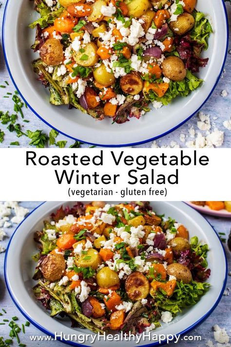 Roasted Salad, Winter Salad Recipes, Vegetarian Salad Recipes, Salad Salad, Resep Diet, Vegan Salad Recipes, Roasted Vegetable, Winter Salad, Salad Recipes For Dinner