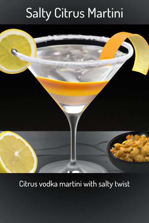 Salty Citrus Martini, Citrus vodka martini with salty twist Salty Cocktails, Citrus Martini, Chartreuse Cocktail, Easy Summer Cocktail Recipes, Coffee Liqueur Recipe, Spring Cocktails Recipes, Kahlua Coffee Liqueur, Easy Summer Cocktails, Citrus Vodka