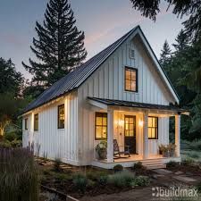 Morton Building Homes, Farmhouse Exterior Colors, Cottage House Exterior, Metal Roof Houses, Exterior House Siding, Metal Roof Colors, White Siding, Farmhouse Paint Colors, Exterior Modern