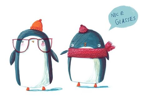 https://www.behance.net/gallery/21282451/Animal-Characters-II Pinguin Illustration, Two Penguins, Penguin Illustration, Nice Glasses, Penguin Art, Winter Illustration, Winter Animals, Funny Illustration, Christmas Characters