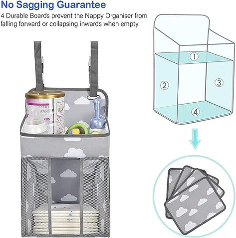 Nappy Caddy | Hanging Nappy Organiser | Baby Diaper Caddy Organizer | Nappy Stacker | Nursery Storage for Change Table, Cot, Bassinet | Suitable for Baby, Toddler, Boys, Girls | Newborn Gift | New Mum Gifts | Strong Hooks and Straps | Mesh Pockets (Light Grey) (Disclaimer: the link above is an affiliate link!) Nappy Organiser, Nappy Caddy, Change Table, Diaper Organization, Baby Storage, Mum Gifts, Diaper Caddy, Caddy Organizer, Stroller Organizer