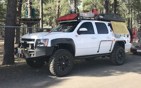 chevy-suburban-overland-rig - The Fast Lane Truck Overlanding Suburban, Chevy Overland Truck, Chevy Tahoe Overland, Suburban Overland Vehicle, Chevy Suburban Overland, Overland Silverado, Overland Suburban, Silverado Overland, Suburban Overland