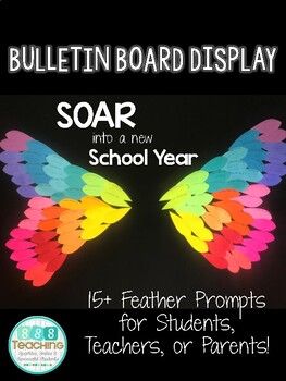 A Bulletin board display perfect for back to school. Sport a trendy set of wings that your students, parents, community build including different writing prompts! Easy to assemble and display students write on feathers and build the wings as a class or school!Includes: - wing templates (right and ... Wing Bulletin Board Ideas, Eagle Wings Bulletin Board, Watch Us Soar Wings Bulletin Board, Bulletin Boards To Leave Up All Year, Reading Gives You Wings Bulletin Board, Wings Bulletin Board, Classroom Community Activities, Wings Feathers, Back To School Bulletin Boards